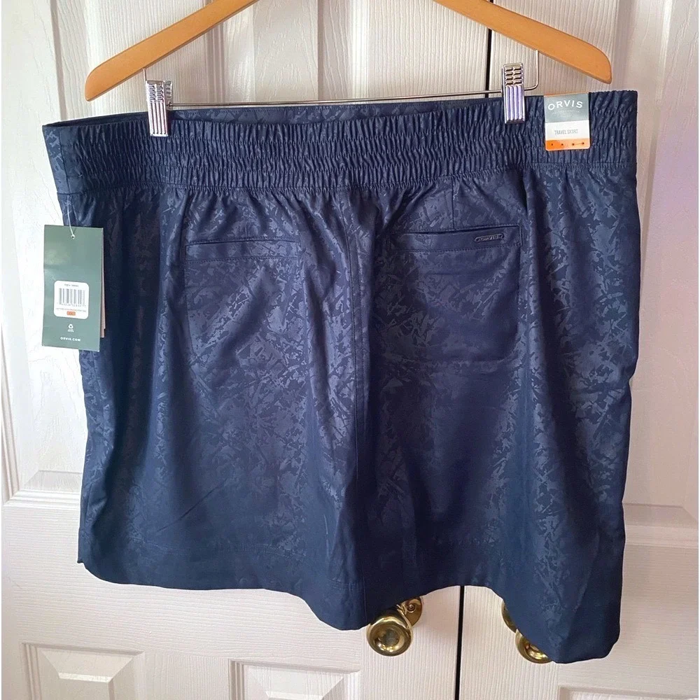 🆕 ORVIS Blue Shattered Glass Embossed Print Pickleball Pull-On Travel Skort XXL